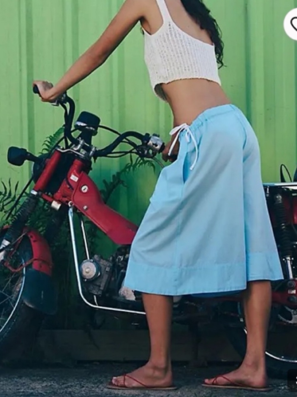 Free People Light Blue Drawstring Wide-Leg Bermudas - Picture 3 of 5